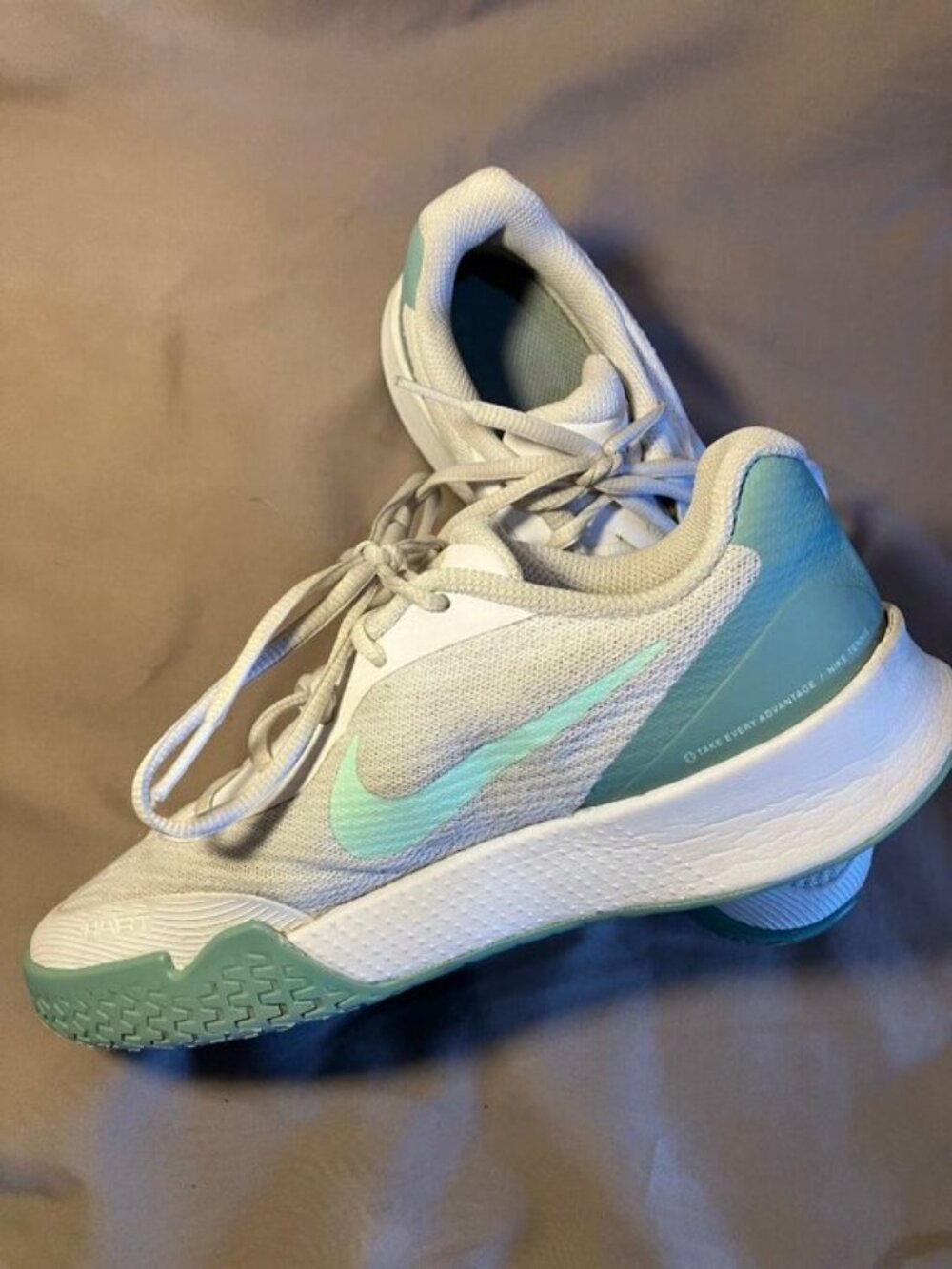 Nike Vapor Lite Tennis Shoes White Mint Hard Court Athlete Sneakers Size 7.5